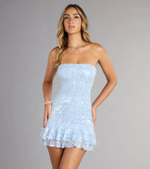 Shine Bright Strapless Sequin Mini Dress